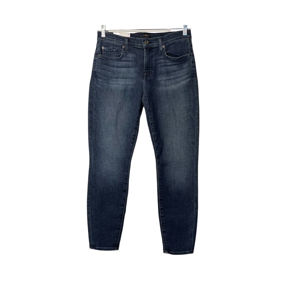 7 For All Mankind Jeans Womens 29x30 Skinny Jeans Blue Zip Mid Rise Stretch NWT